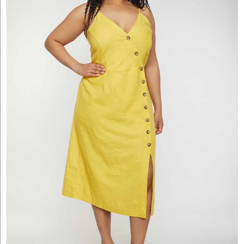 Canary Yellow Linen Dress